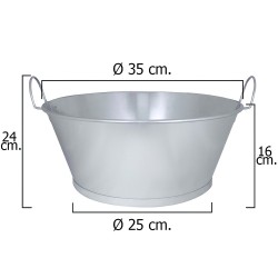 Barreño Galvanizado Baño 14" 35x16 cm. 10 Litros