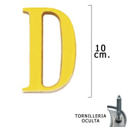 Letra Latón "D" 10 cm. con Tornilleria Oculta (Blister 1 Pieza)