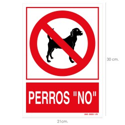 Cartel / Señal Perros "No" 30x21 cm.