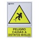 Cartel Peligro Caidas a Distintos Niveles 30x21